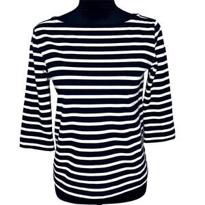 J. CREW Black & White Stripe 3/4 Sleeve Shirt XXS